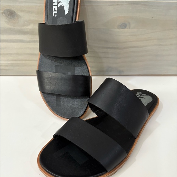 Sorel Shoes - Sorel Black Ella II Slide Sandals
